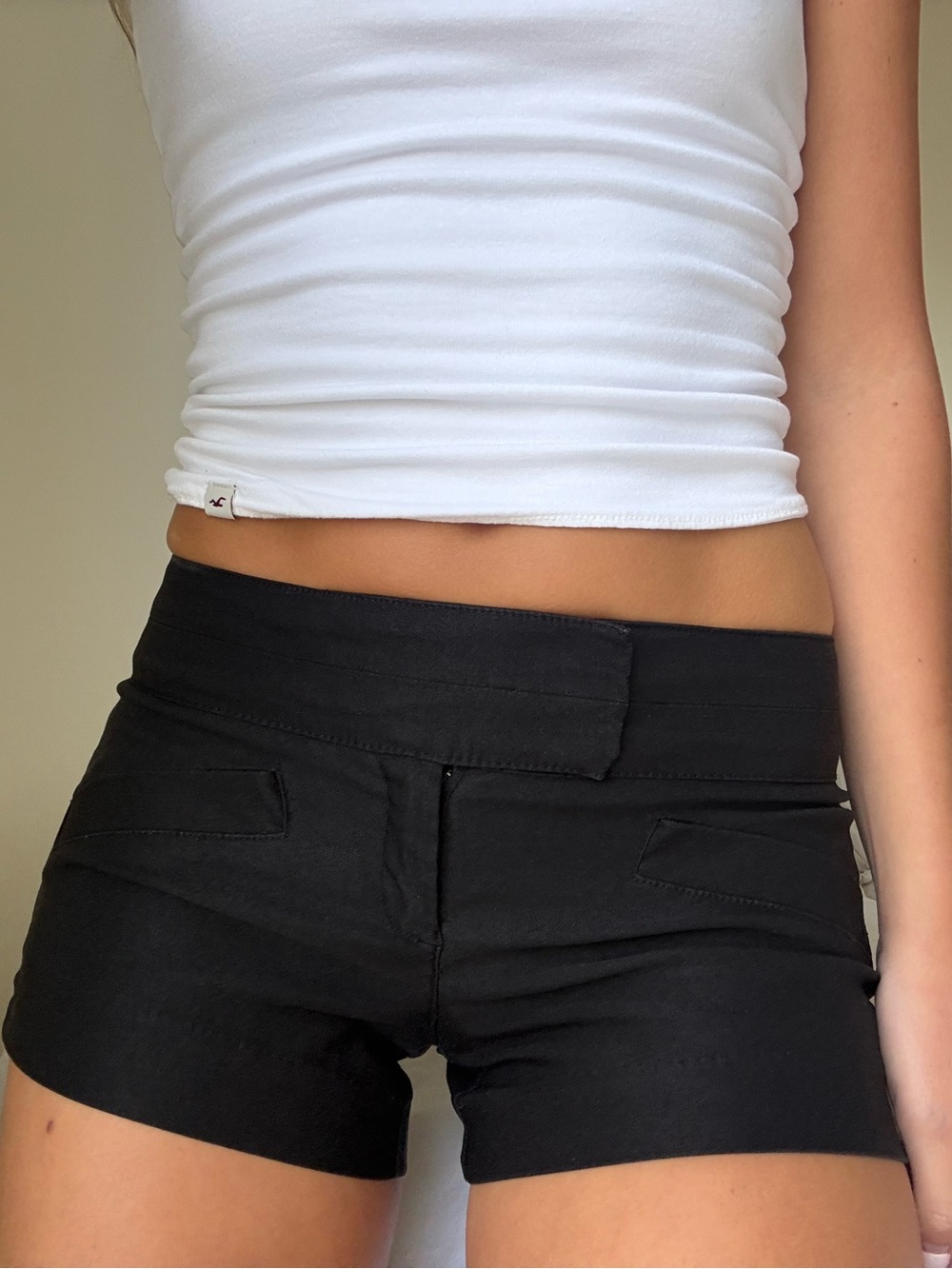 vintage 90's y2k Black Stretch Low-Rise mini Shorts